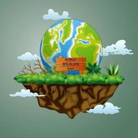 World Wildlife Day sign with big earth on the island illustration vector