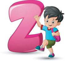 ilustración del alfabeto z con un escolar posando vector