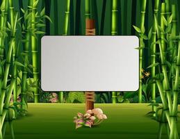 A blank sign in the bamboo forest background vector