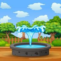 Fountain in the middle of nature landscape vector