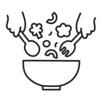 ensalada. icono de cocina de fideos dibujados a mano. vector