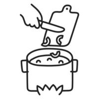 Cocinando. icono de cocina de fideos dibujados a mano. vector