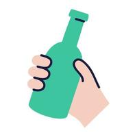 botella de cerveza. garabatos de alimentos y bebidas. vector