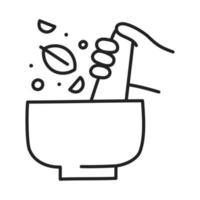 Mortar. Hand Drawn Doodle Cooking Icon. vector