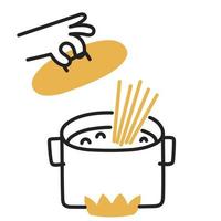 espaguetis. icono de cocina de fideos dibujados a mano. vector