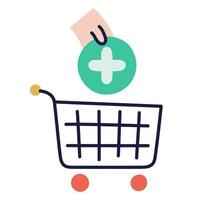 Add to cart. Hand Drawn Doodle Shopping Icon. vector