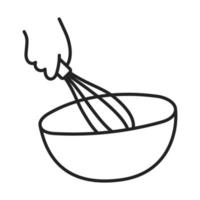 Flour mixing. Hand Drawn Doodle Cooking Icon. vector