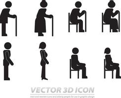 Vector icon men and women icons and elderly people for use in graphic design