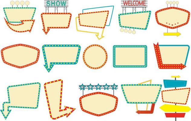 Retro Signboard Clipart set, Vintage Signboard