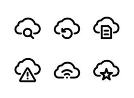 conjunto simple de iconos de línea vectorial relacionados con la computación en la nube. contiene íconos como buscar, actualizar, documentar y más. vector