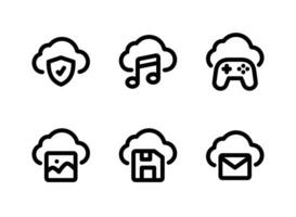 Simple Set of Cloud Computing Related Vector Line Icons. Contains Icons as Protection, Music, Game and more.