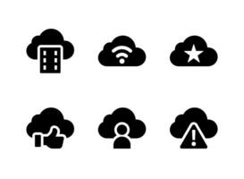 conjunto simple de iconos sólidos vectoriales relacionados con la computación en la nube. contiene íconos como multimedia, wifi, usuario y más. vector