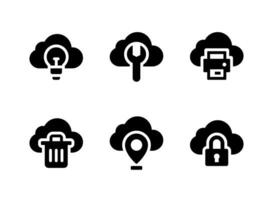 conjunto simple de iconos sólidos vectoriales relacionados con la computación en la nube. contiene íconos como idea, reparación, impresión y más. vector