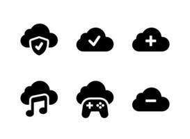 Simple Set of Cloud Computing Related Vector Solid Icons. Contains Icons as Protection, Check, Add and more.