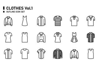 Clothes outline icon set. vector