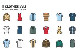 Clothes filled outline icon set. vector