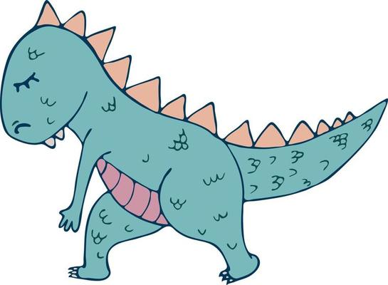 Dinosaur in yoga asanas, hand drawn vector illustration