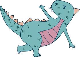 Dinosaur in yoga asanas, hand drawn vector illustration