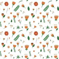 Doodle de patrones sin fisuras con flores de colores para el diseño de papel tapiz. estampado textil natural. patrón vectorial dibujado a mano. vector