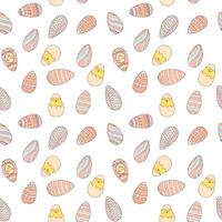 Handdrawn easter seamless pattern with decorated easter eggs , vector illustration