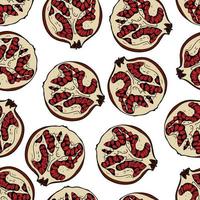 Hand drawn fruit seamless pattern with pomegranate. Vector illustration, on white background  for fabric, textile, paper design