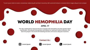 diseño de pancarta del día mundial de la hemofilia con estilo de arte de corte de papel de sangrado vector