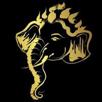 Lord Sree Ganesh with golden brush stroke. illustration isolated on black background vector