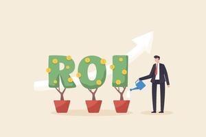 Return on investment. Plant money coin tree growth for Investment Concept. vector