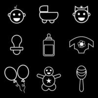 conjunto de iconos de accesorios de bebé vector
