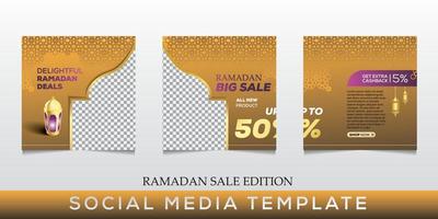 anuncio de banners de plantilla de publicación de redes sociales de venta de ramadán. ilustración vectorial editable. vector