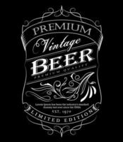 Beer label western hand drawn frame blackboard typography border vintage vector illustration