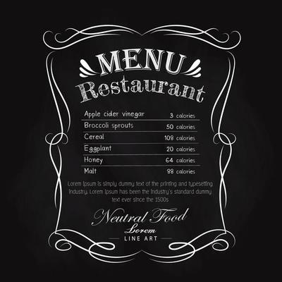 Blackboard restaurant menu hand drawn frame vintage label vector