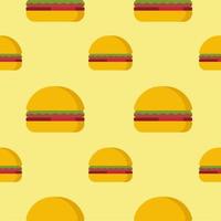 Burger seamless pattern. Fast food pattern. Flat design Vector Illustration