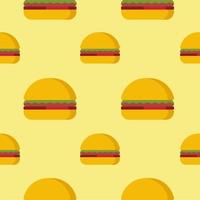 Burger seamless pattern. Fast food pattern. Flat design Vector Illustration