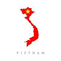 mapa de vietnam e ilustración de bandera vietnamita. bandera del país de vietnam dentro del logotipo del icono del diseño del contorno del mapa. vector