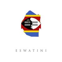 Eswatini Swaziland map. Eswatini Swaziland flag. Map of the Kingdom of Eswatini with the Liswati national flag isolated on a white background. Vector Illustration.