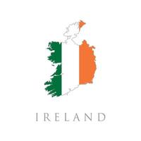 Simple Map Of Ireland With Flag Isolated On White Background. Vector Illustration. Ireland detailed map with flag of country. Map of the Republic of Ireland with national flag