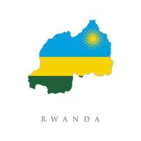 Map with flag of Rwanda isolated on white. National flag for country of Rwanda isolated, vector