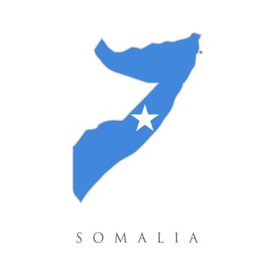 Somalia country big text with flag inside map concept logo. Vector isolated simplified illustration icon with silhouette of Somalia map. National flag. White background