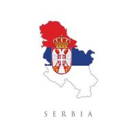 Flag Map of Serbia. Serbia Flag Map. Serbia map country of Europe, European flag illustration, vector isolated on white background. Serbia high resolution map with national flag.