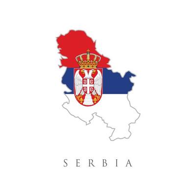 Flag Map of Serbia. Serbia Flag Map. Serbia map country of Europe, European flag illustration, vector isolated on white background. Serbia high resolution map with national flag.