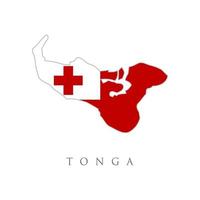 Vector map of Tonga with flag. Isolated, white background.Tonga country flag inside map contour design icon logo. Country Flag Travel and Tourism concept