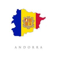 mapa de la bandera de andorra. mapa de la bandera de andorra. bandera del mapa de andorra. mapa de andorra con la bandera nacional de andorra aislada sobre fondo blanco. ilustración vectorial vector