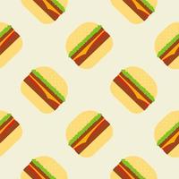 patrón sin costuras de hamburguesa. Ilustración de vector de diseño plano de hamburguesa