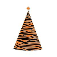 Striped Christmas Tree. Year of the Tiger in Chinese or oriental. vector