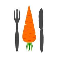 Carrot with fork and knife vegan food design, vector illustration eps10 graphic