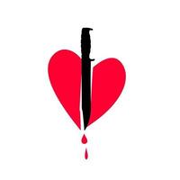 corazón de icono. cuchillo en el corazón. Metáfora del amor no correspondido. vector