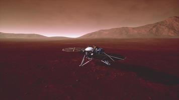 Insight Mars exploring the surface of red planet. Elements furnished by NASA.