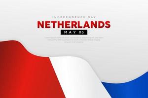 Elegant Netherlands independence day design concept. Netherlands independence day with wavy flag illustration.  Holland independence day background design.