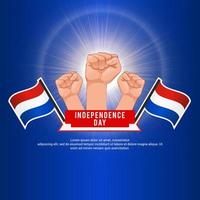 Netherlands independence day with hand and flag illustration. Shinny Netherlands independence day background. Holland independence day vector